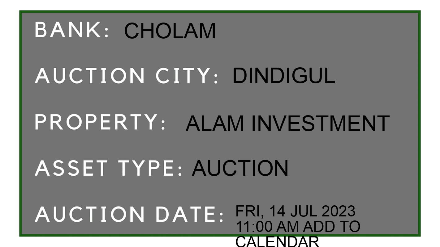 Auction Bank India - ID No: 151564 - Cholam Auction of Cholamandalam Investment and Finance Company