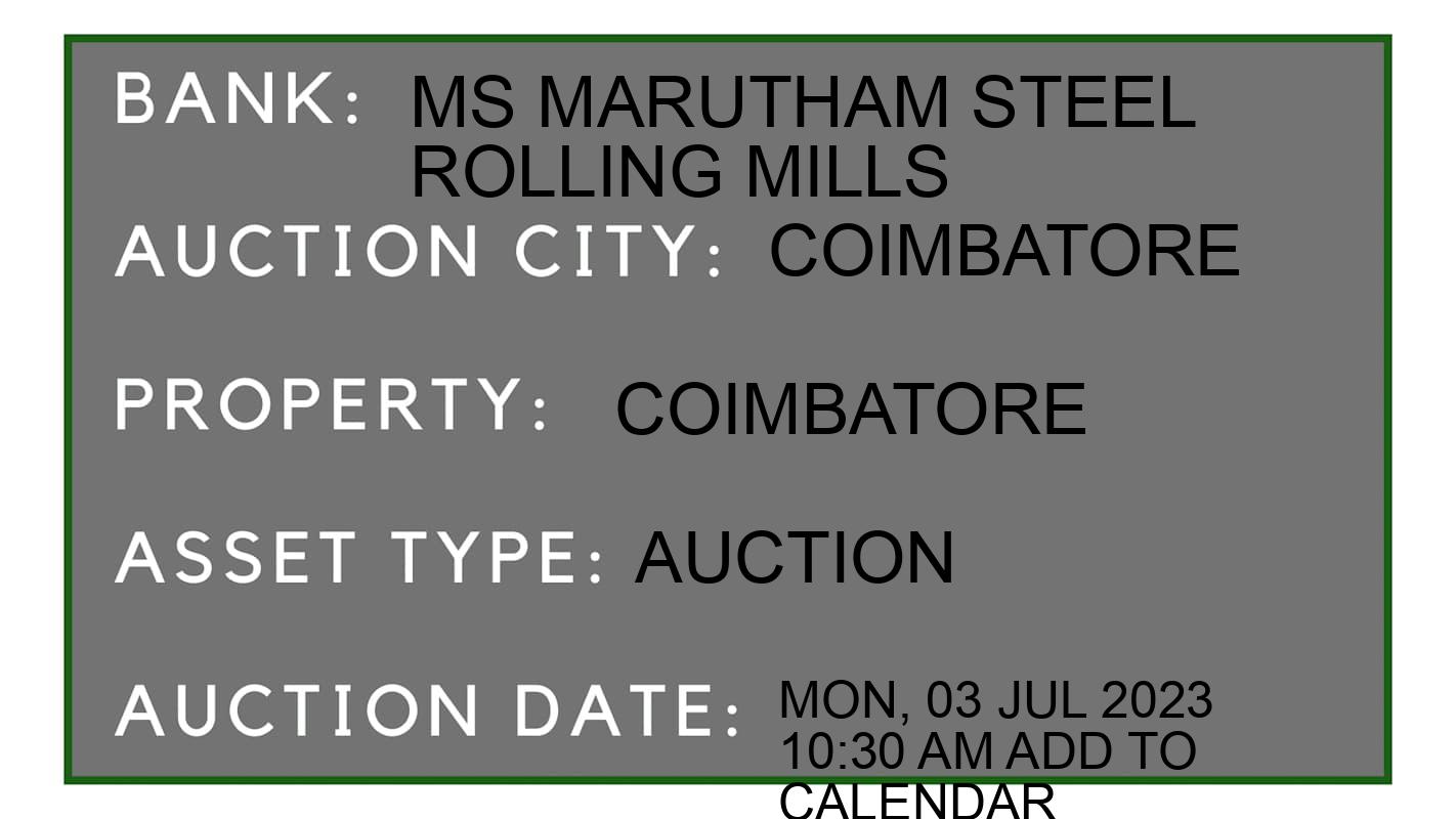 Auction Bank India - ID No: 151566 - ms marutham steel rolling mills Auction of ms marutham steel rolling mills