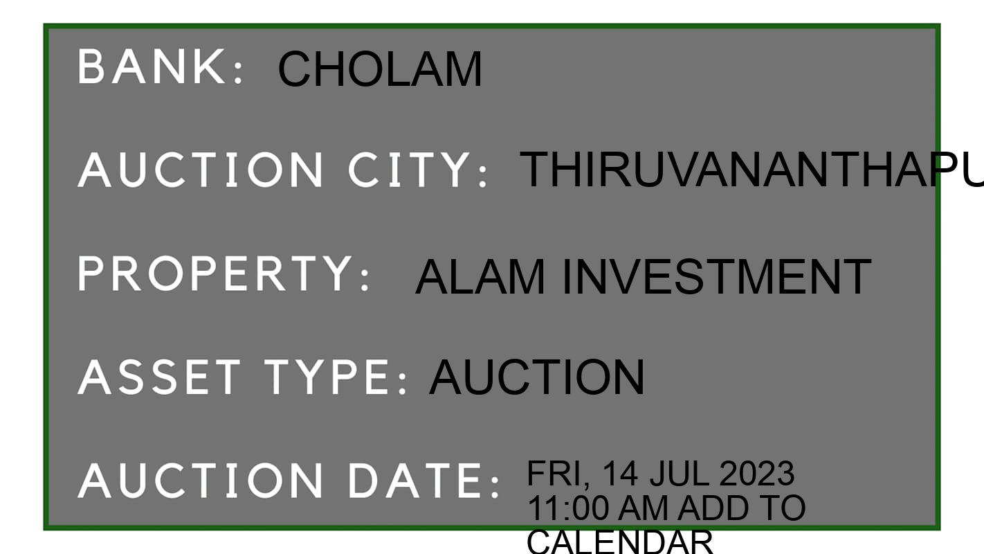 Auction Bank India - ID No: 151637 - Cholam Auction of Cholamandalam Investment and Finance Company
