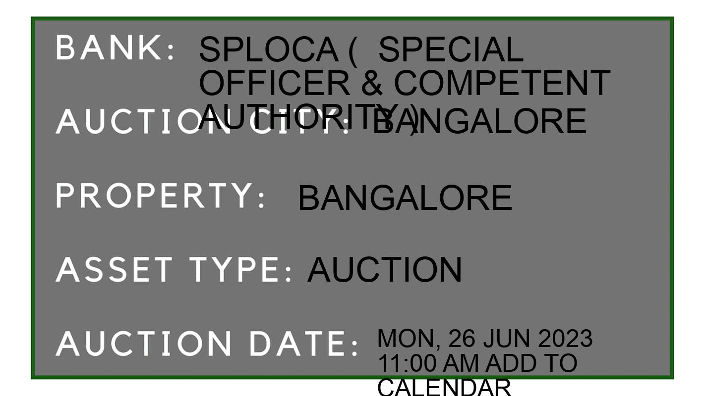 Auction Bank India - ID No: 151668 - sploca (  special officer & competent authority ) Auction of sploca (  special officer & competent authority )