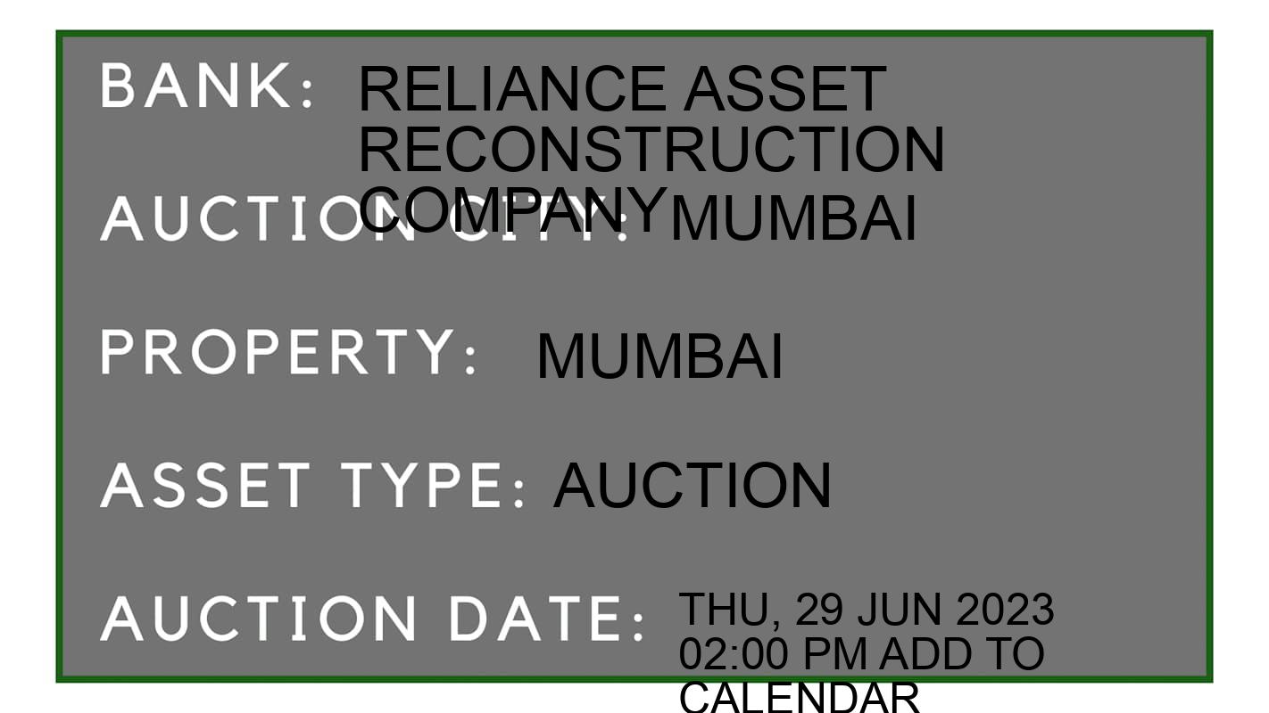 Auction Bank India - ID No: 151704 - Reliance Asset Reconstruction Company Auction of Reliance Asset Reconstruction Company