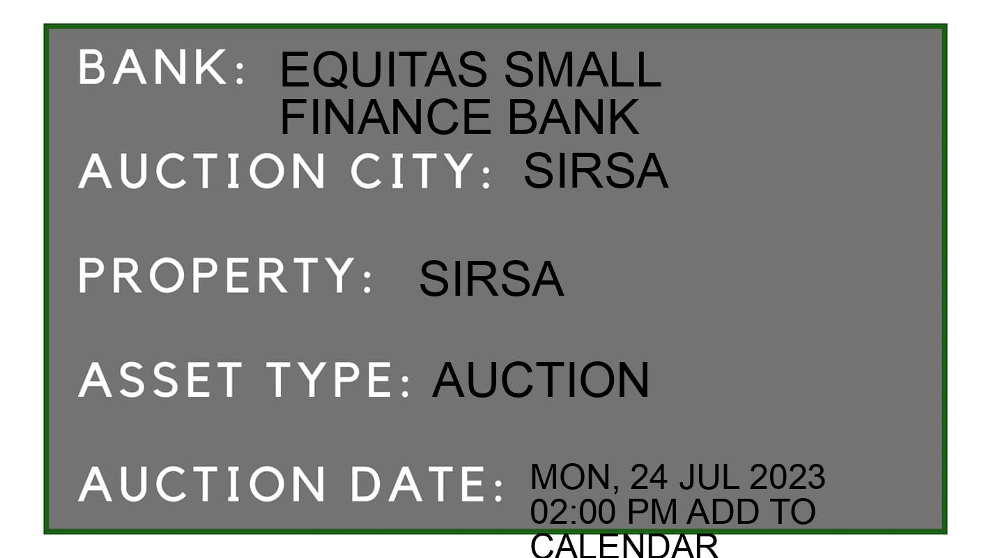 Auction Bank India - ID No: 152433 - Equitas Small Finance Bank Auction of Equitas Small Finance Bank