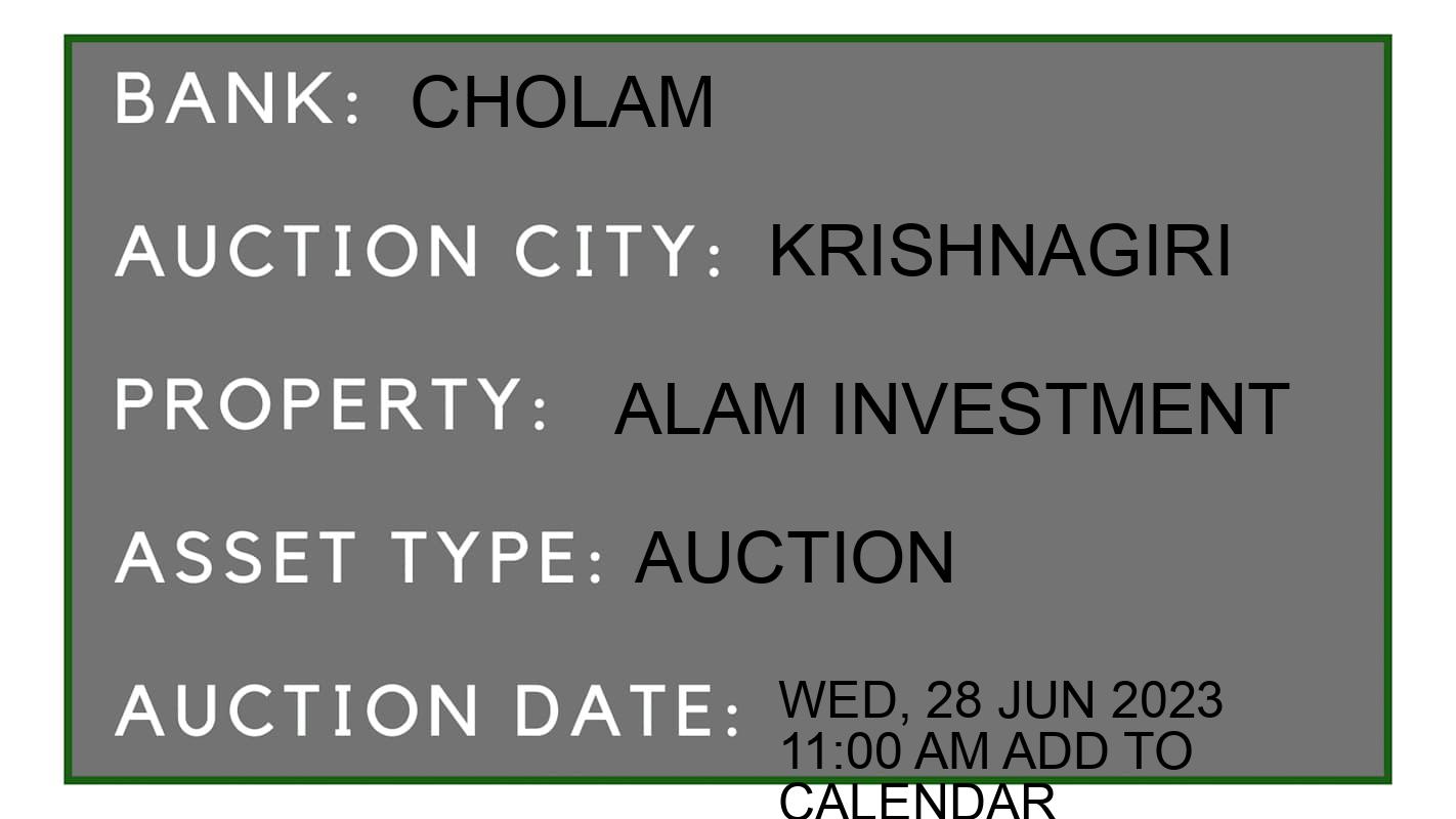 Auction Bank India - ID No: 152857 - Cholam Auction of Cholamandalam Investment and Finance Company