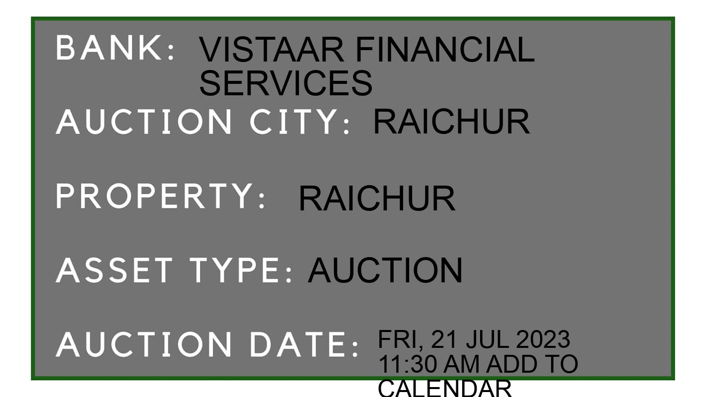 Auction Bank India - ID No: 152868 - vistaar financial services Auction of vistaar financial services