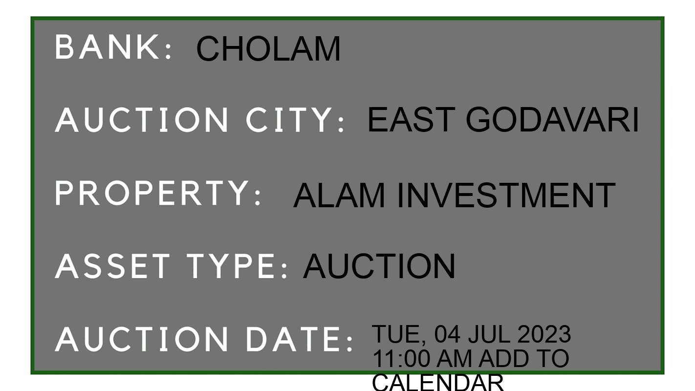 Auction Bank India - ID No: 153666 - Cholam Auction of Cholamandalam Investment and Finance Company