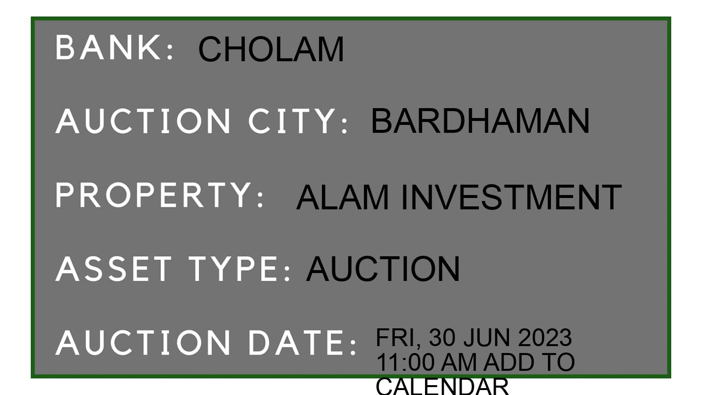 Auction Bank India - ID No: 153758 - Cholam Auction of Cholamandalam Investment and Finance Company
