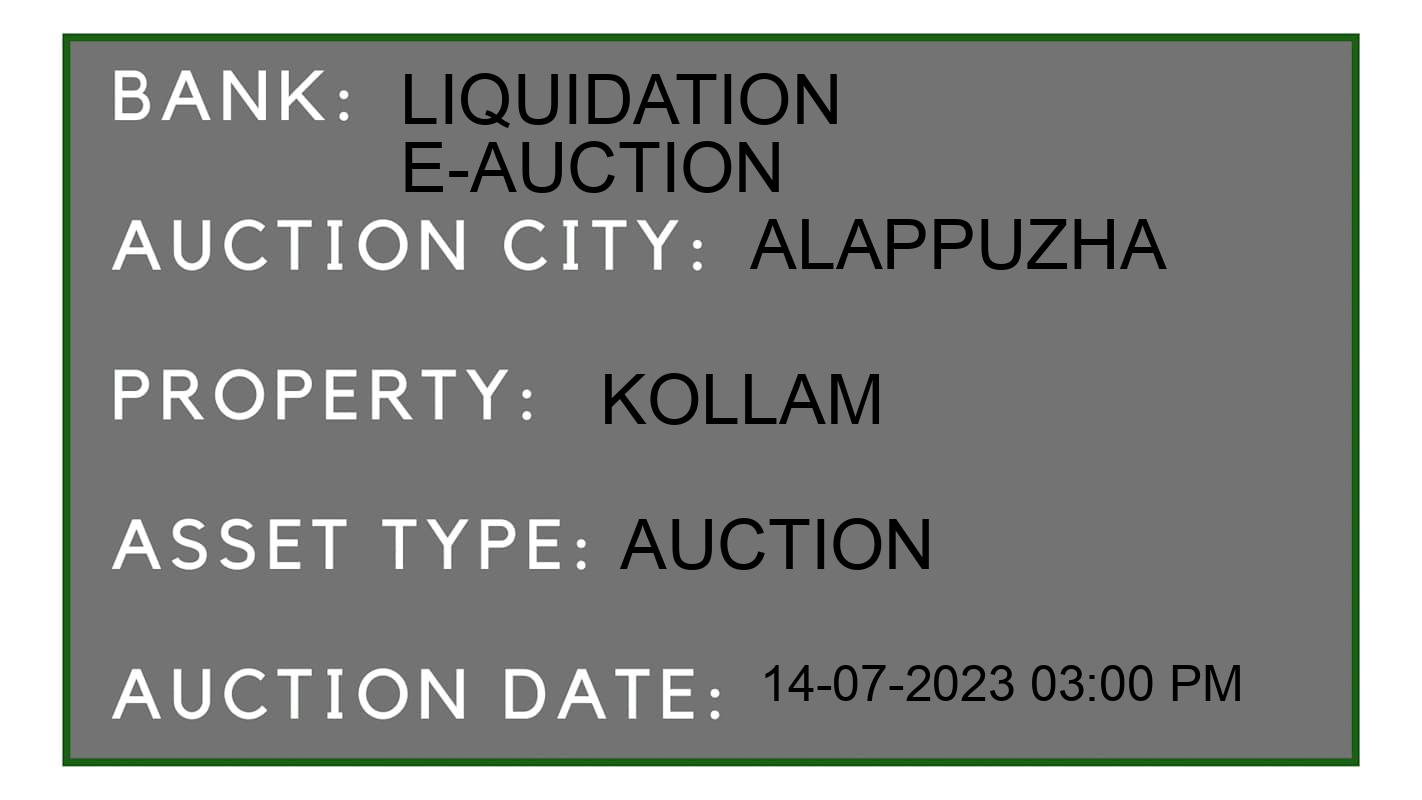 Auction Bank India - ID No: 154054 - Liquidation E-Auction Auction of Liquidation E-Auction Auctions for Commercial Property in Cherthala, Alappuzha