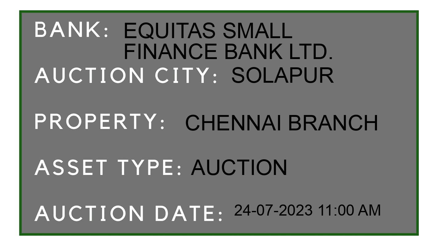 Auction Bank India - ID No: 154132 - Equitas Small Finance Bank Ltd. Auction of Equitas Small Finance Bank Ltd. Auctions for Plot in Solapur, Solapur
