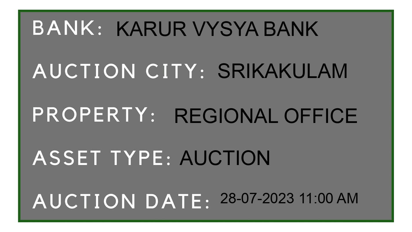 Auction Bank India - ID No: 154155 - Karur Vysya Bank Auction of Karur Vysya Bank Auctions for Residential Flat in Srikakulam, Srikakulam