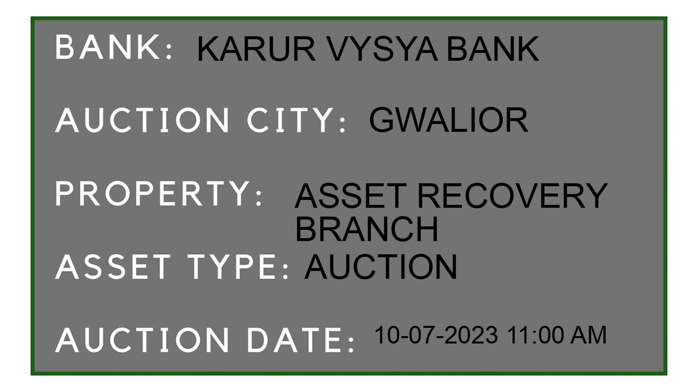 Auction Bank India - ID No: 154404 - Karur Vysya Bank Auction of Karur Vysya Bank Auctions for Plot in gwalior, Gwalior