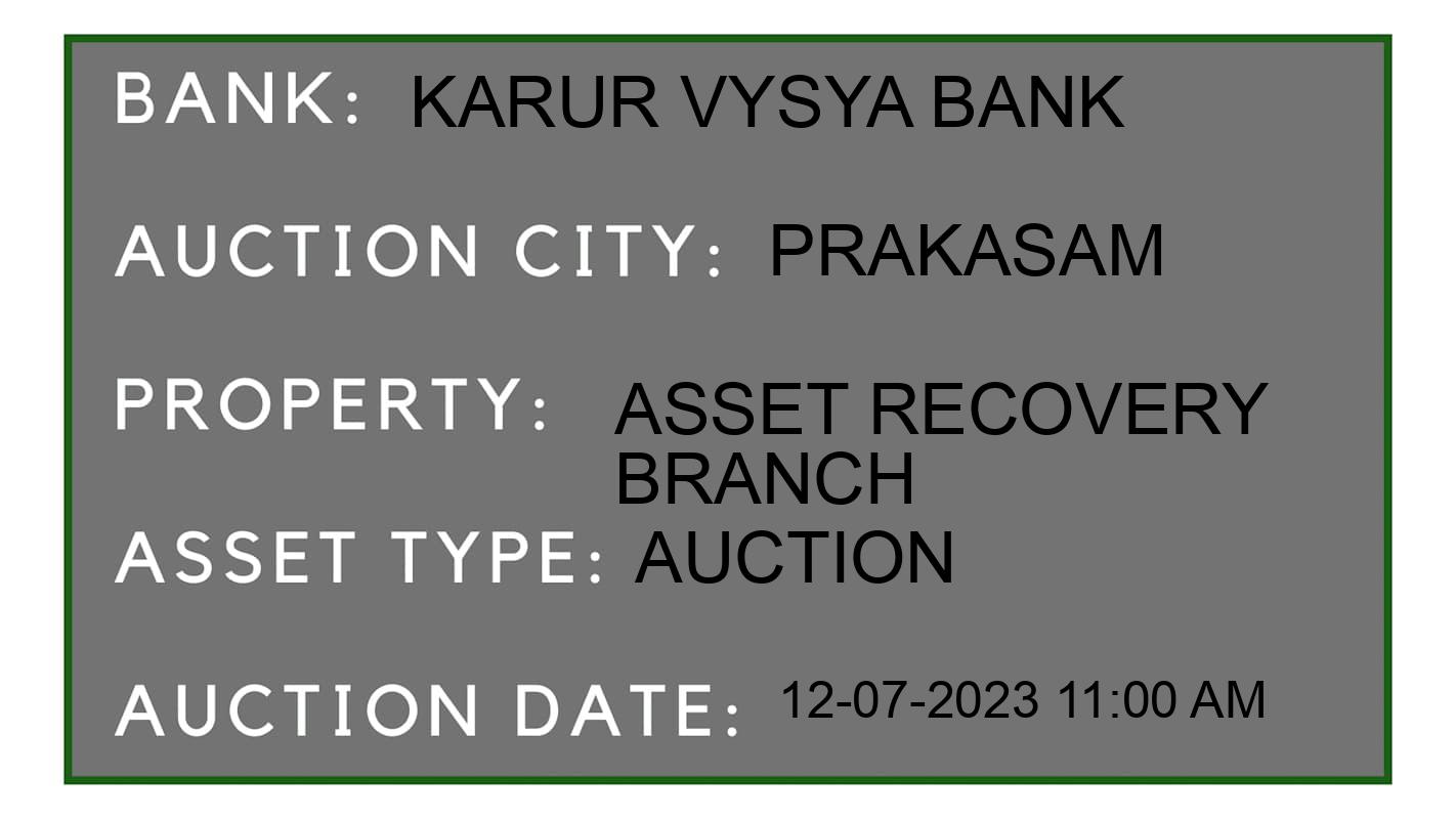 Auction Bank India - ID No: 154406 - Karur Vysya Bank Auction of Karur Vysya Bank Auctions for Land And Building in Darsi, Prakasam