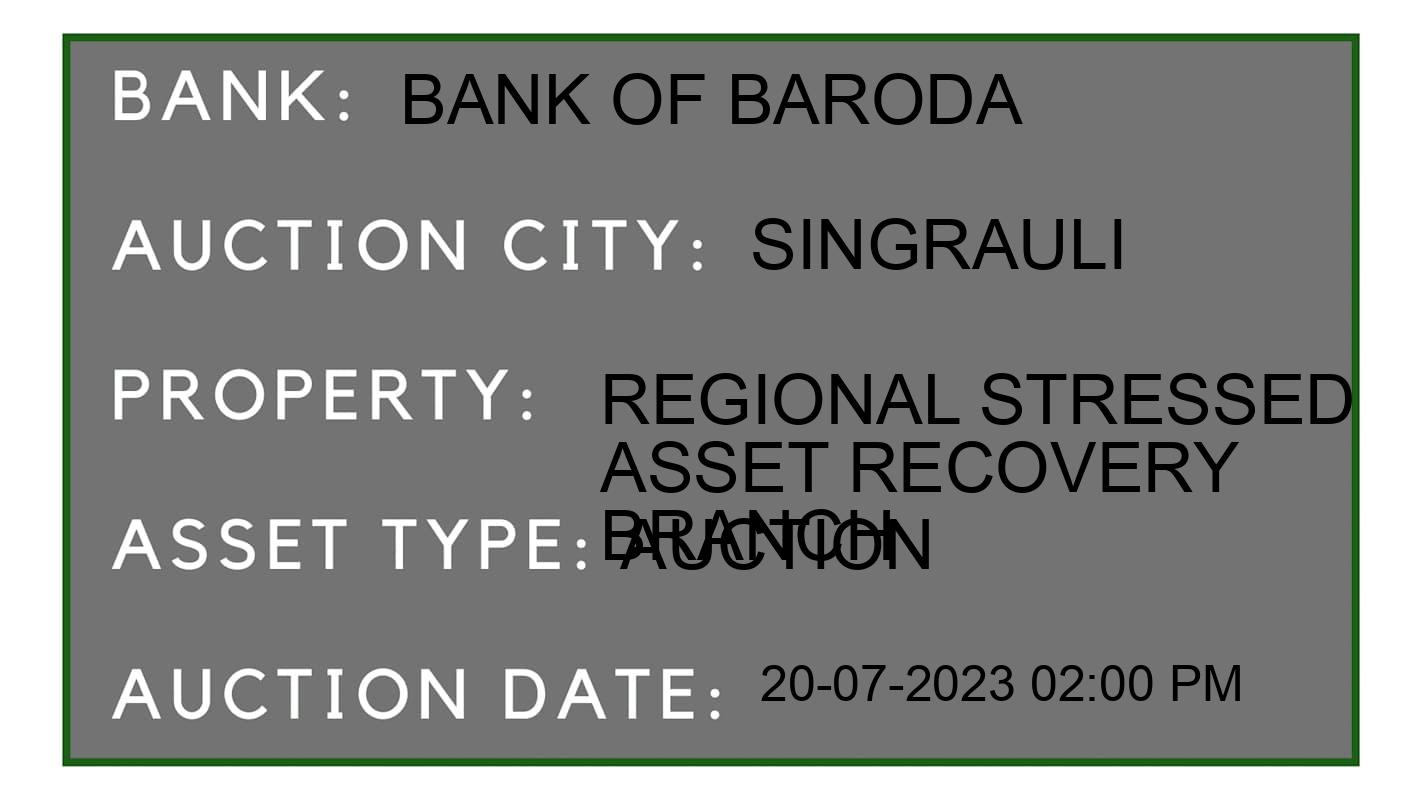 Auction Bank India - ID No: 154487 - Bank of Baroda Auction of Bank of Baroda Auctions for Plot in Singrauli, Singrauli