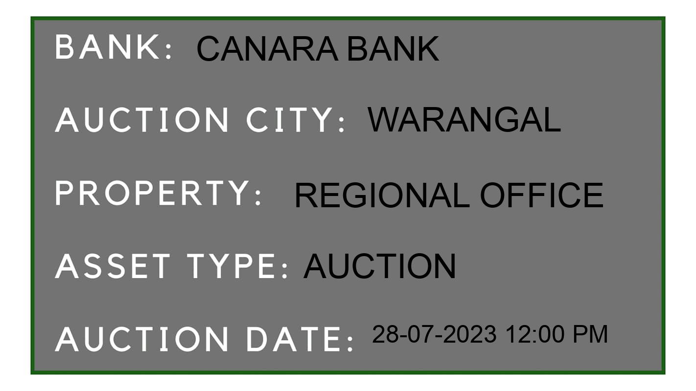 Auction Bank India - ID No: 154687 - Canara Bank Auction of Canara Bank Auctions for Plot in Warangal, Warangal