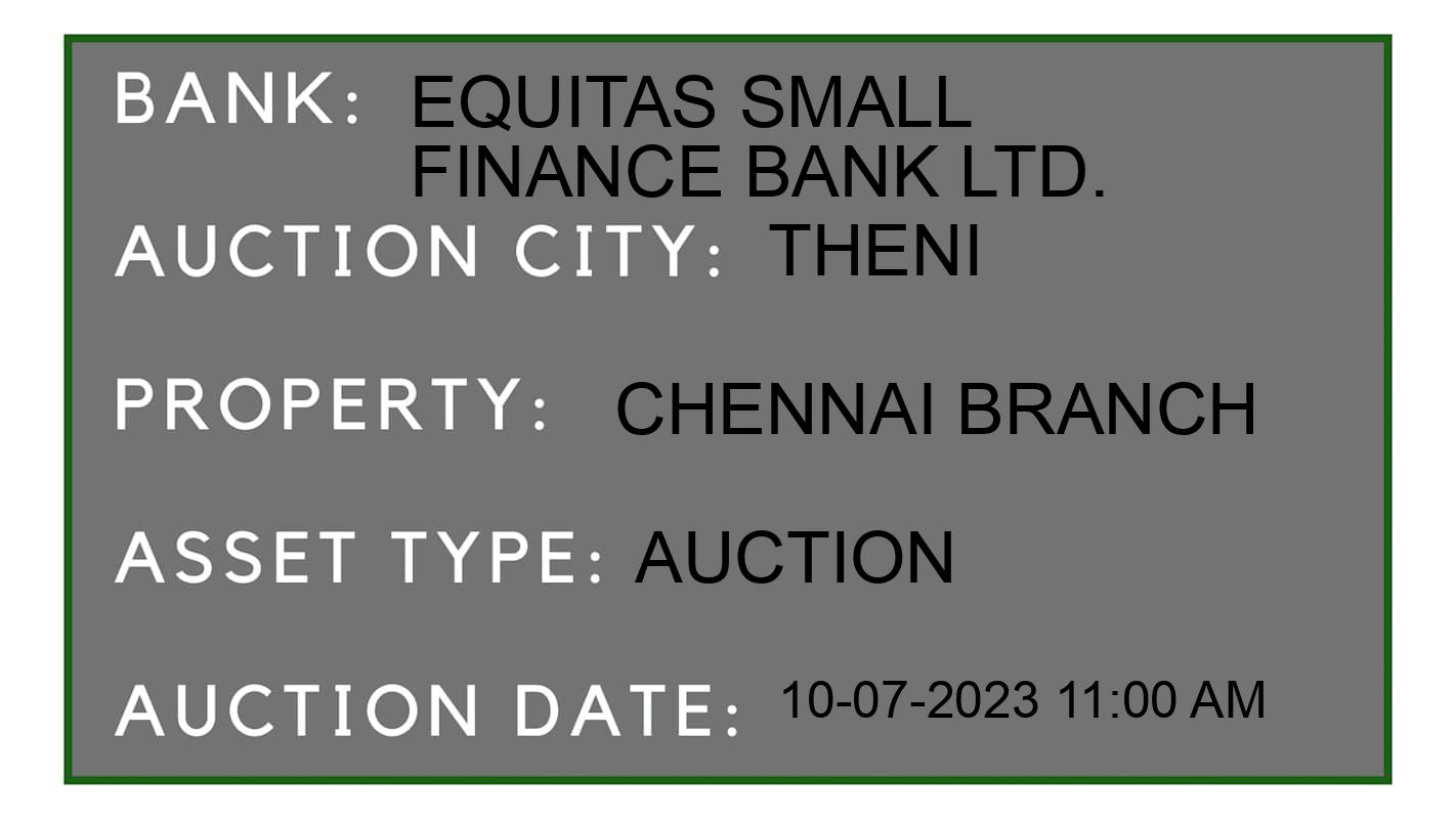 Auction Bank India - ID No: 154709 - Equitas Small Finance Bank Ltd. Auction of Equitas Small Finance Bank Ltd. Auctions for Land in Theni, Theni