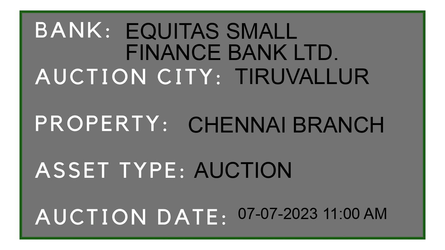 Auction Bank India - ID No: 154723 - Equitas Small Finance Bank Ltd. Auction of Equitas Small Finance Bank Ltd. Auctions for Land And Building in Ambattur Taluk, Tiruvallur