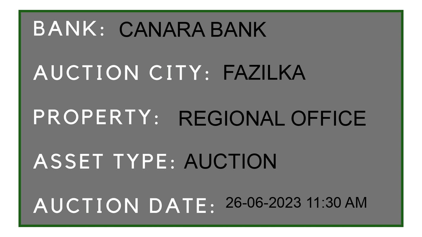 Auction Bank India - ID No: 154796 - Canara Bank Auction of Canara Bank Auctions for Plot in Fazilka, Fazilka