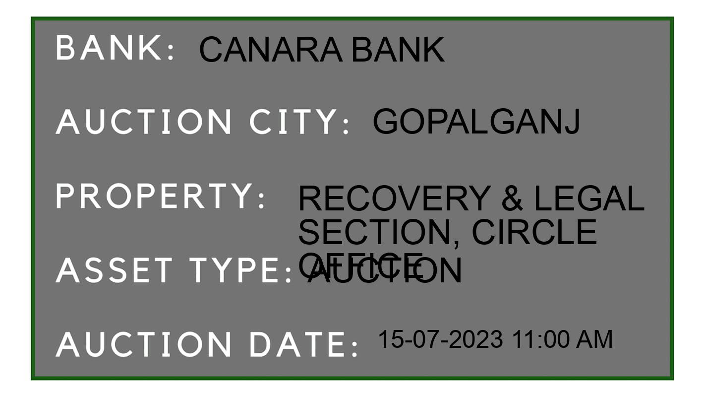 Auction Bank India - ID No: 154825 - Canara Bank Auction of Canara Bank Auctions for Plot in Gopalganj, Gopalganj