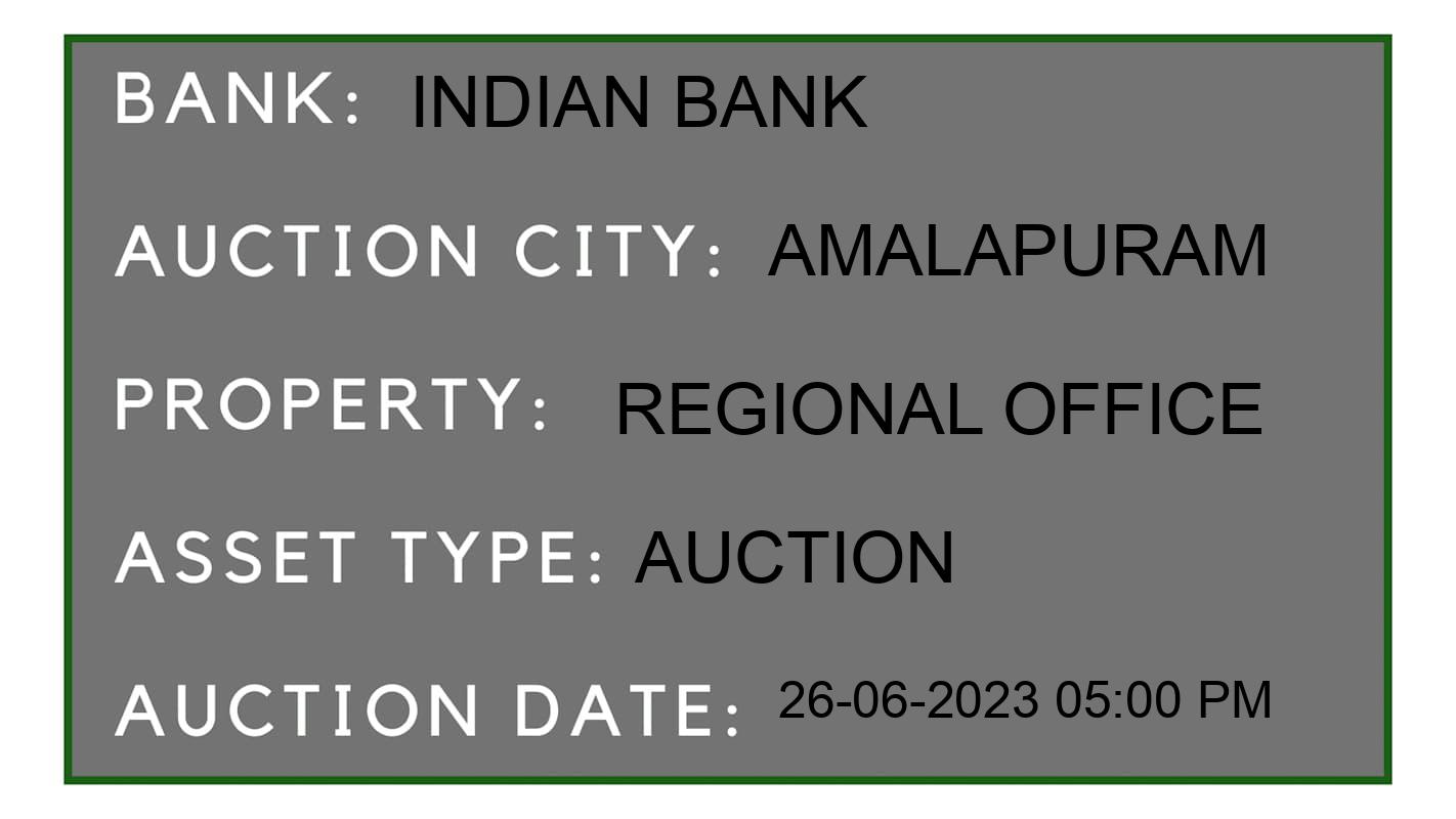Auction Bank India - ID No: 154865 - Indian Bank Auction of Indian Bank Auctions for Plot in Amalapuram, Amalapuram