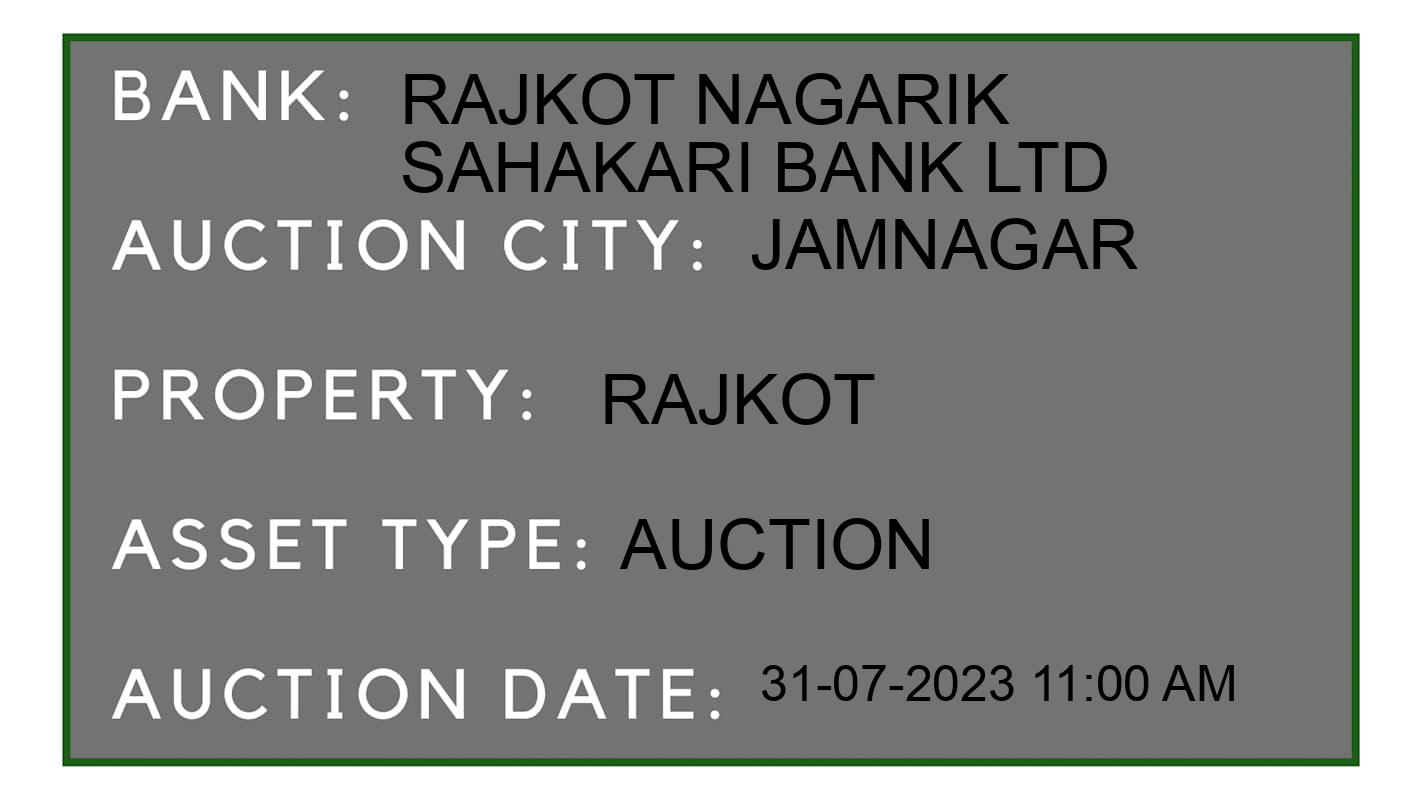 Auction Bank India - ID No: 154960 - Rajkot Nagarik Sahakari Bank Ltd Auction of Rajkot Nagarik Sahakari Bank Ltd Auctions for Plot in Jamnagar, Jamnagar