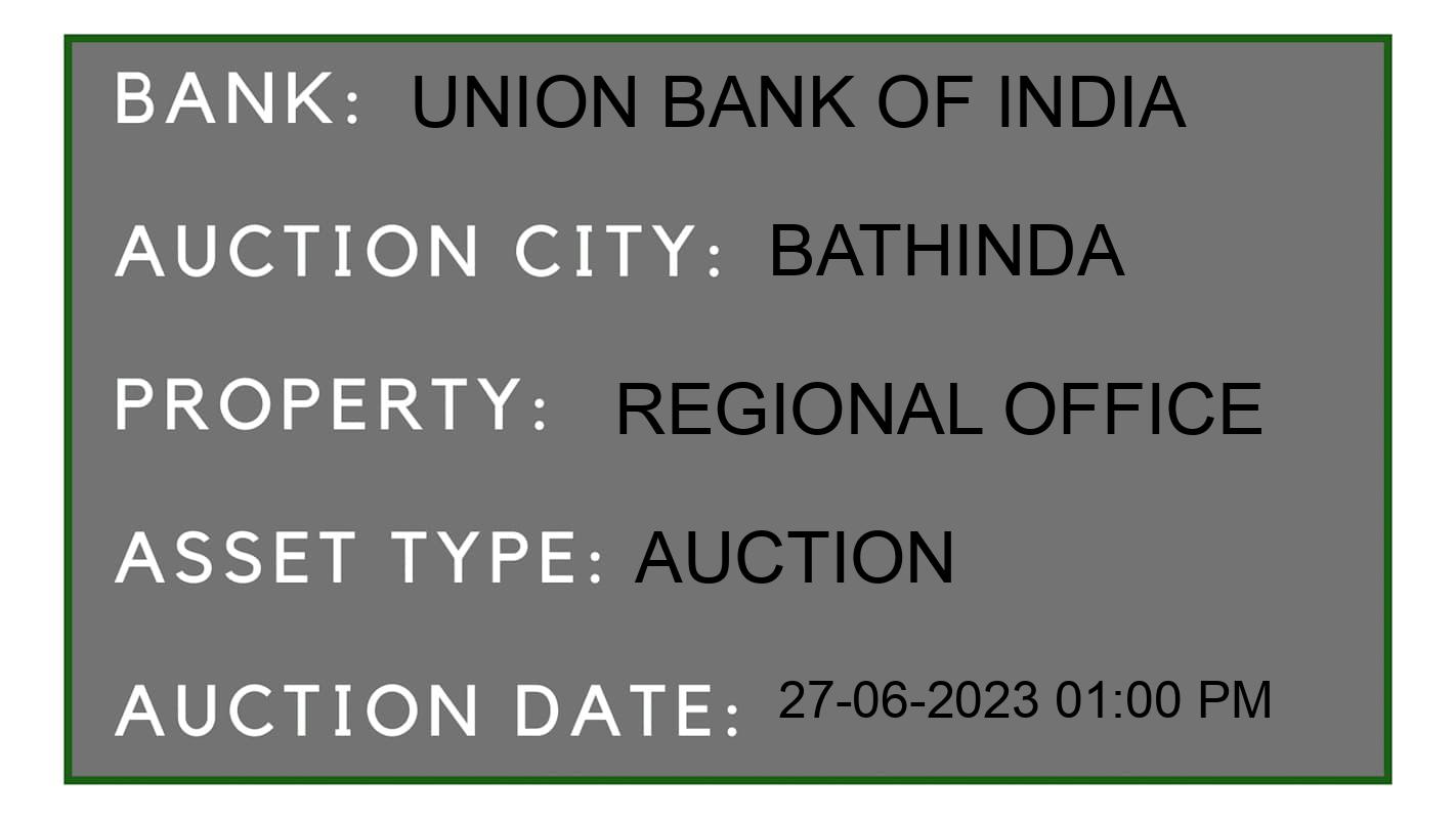 Auction Bank India - ID No: 155066 - Union Bank of India Auction of Union Bank of India Auctions for Plot in Bathinda, Bathinda