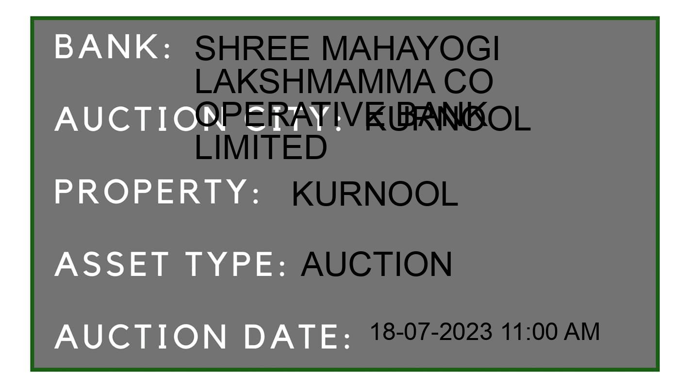 Auction Bank India - ID No: 155270 - Shree Mahayogi Lakshmamma Co Operative Bank Limited Auction of Shree Mahayogi Lakshmamma Co Operative Bank Limited Auctions for Land And Building in Adoni, Kurnool