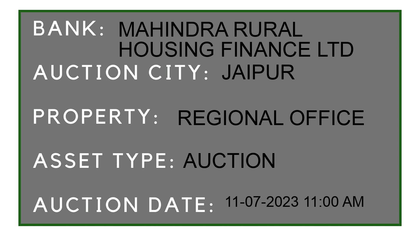 Auction Bank India - ID No: 155346 - Mahindra Rural Housing Finance Ltd Auction of Mahindra Rural Housing Finance Ltd Auctions for Plot in JAIPUR, Jaipur