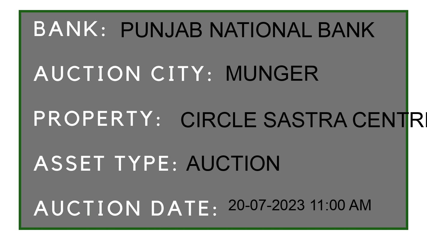 Auction Bank India - ID No: 155497 - Punjab National Bank Auction of Punjab National Bank Auctions for Plot in Munger, Munger