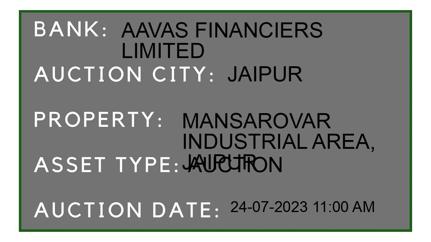 Auction Bank India - ID No: 155577 - Aavas Financiers Limited Auction of Aavas Financiers Limited Auctions for Residential Flat in Kalwar Road, Jaipur