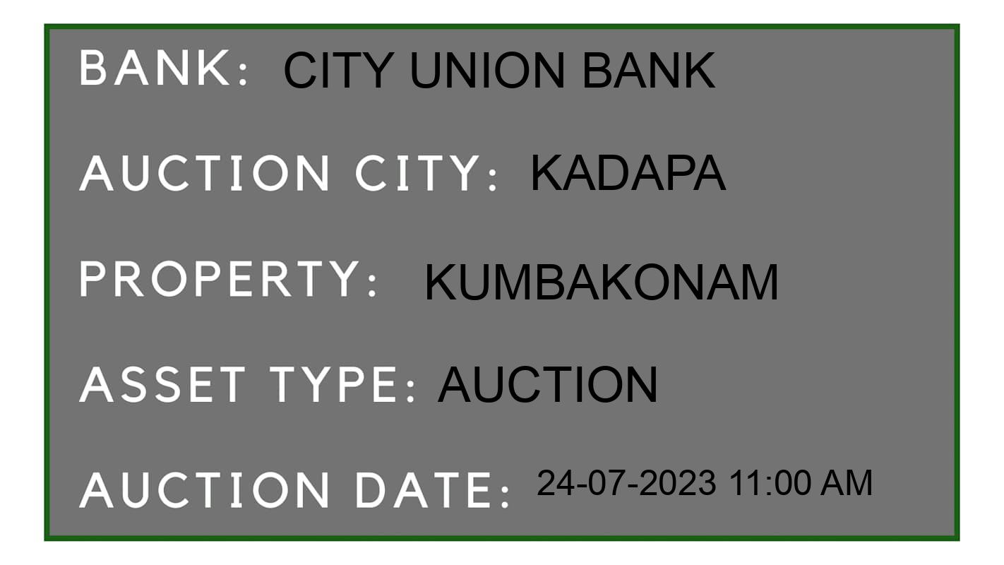 Auction Bank India - ID No: 155669 - City Union Bank Auction of City Union Bank Auctions for Land in Proddatur, Kadapa