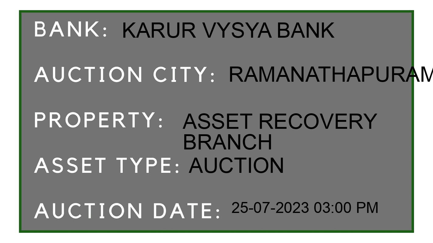 Auction Bank India - ID No: 155753 - Karur Vysya Bank Auction of Karur Vysya Bank Auctions for Residential House in Ramanathapuram Taluk, Ramanathapuram