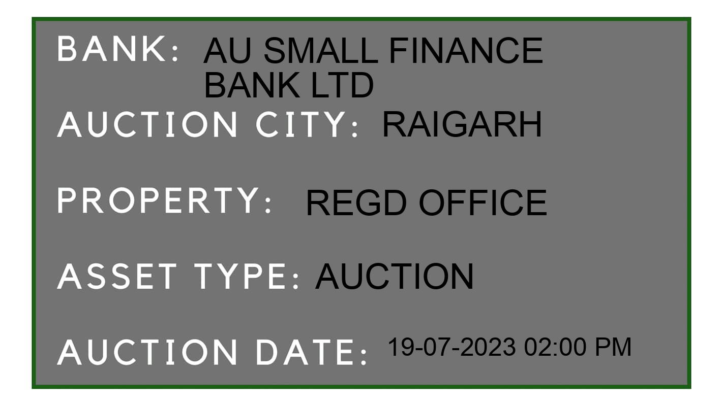 Auction Bank India - ID No: 155830 - AU SMALL FINANCE BANK LTD Auction of AU SMALL FINANCE BANK LTD Auctions for Plot in Narsingharhm, Raigarh