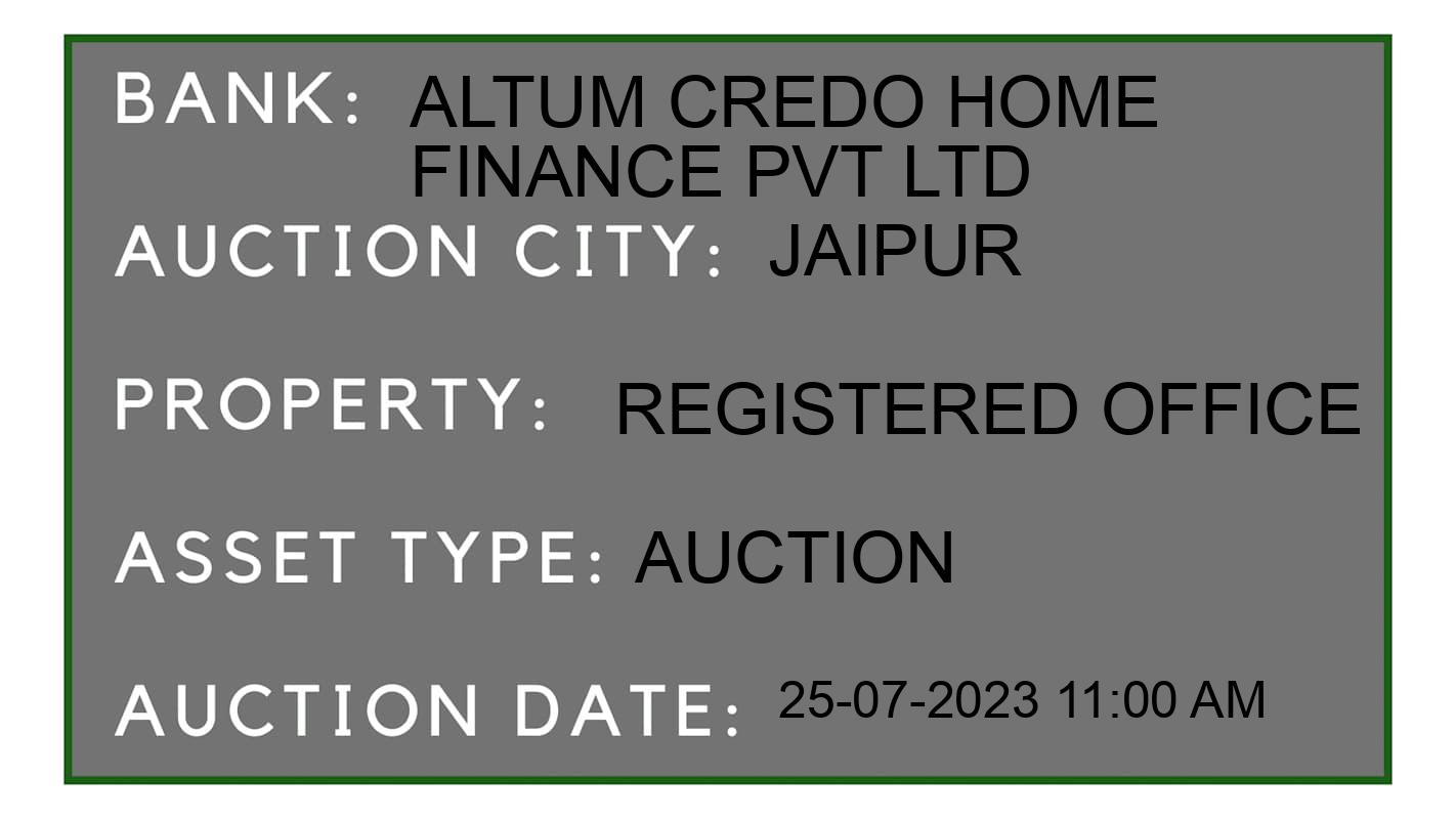 Auction Bank India - ID No: 156543 - Altum Credo Home Finance Pvt Ltd Auction of Altum Credo Home Finance Pvt Ltd Auctions for Plot in JAIPUR, Jaipur
