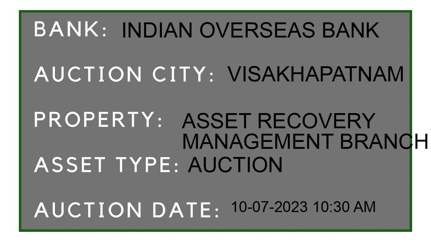 Auction Bank India - ID No: 156650 - Indian Overseas Bank Auction of Indian Overseas Bank Auctions for Land in Gajuwaka, Visakhapatnam