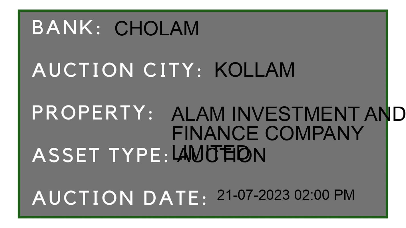 Auction Bank India - ID No: 156966 - Cholam Auction of Cholamandalam Investment And Finance Company Limited Auctions for Plot in Kottarakkara, Kollam