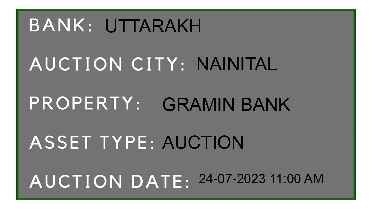 Auction Bank India - ID No: 157001 - Uttarakh Auction of Uttarakhand Gramin Bank Auctions for Land in Lalkuan, Nainital