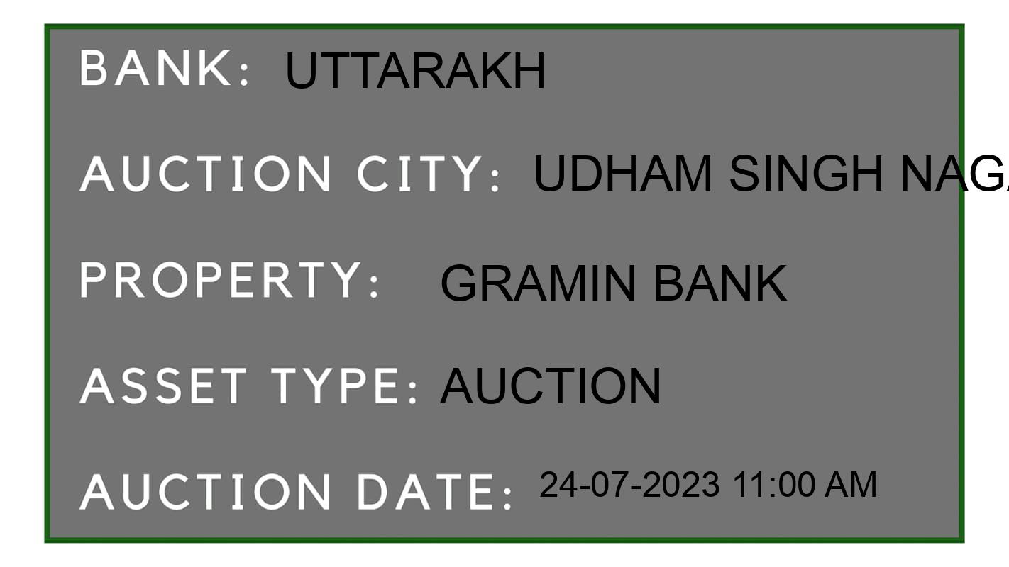 Auction Bank India - ID No: 157002 - Uttarakh Auction of Uttarakhand Gramin Bank Auctions for Plot in Kichha, Udham Singh Nagar