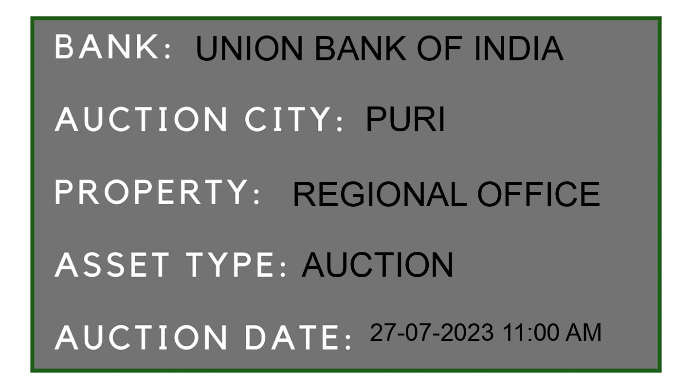 Auction Bank India - ID No: 157218 - Union Bank of India Auction of Union Bank of India Auctions for Land And Building in Markandeshwar Sahi, Puri