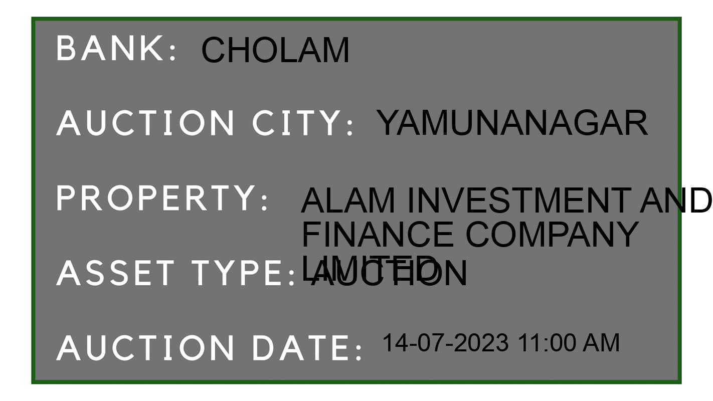 Auction Bank India - ID No: 157317 - Cholam Auction of Cholamandalam Investment And Finance Company Limited Auctions for Residential House in Jagadhri, Yamunanagar