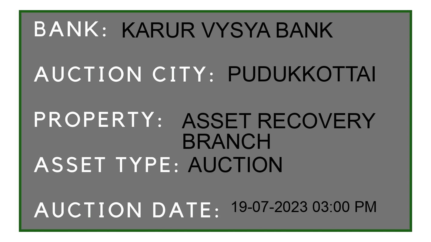 Auction Bank India - ID No: 157495 - Karur Vysya Bank Auction of Karur Vysya Bank Auctions for Land And Building in Kodikulam, Pudukkottai