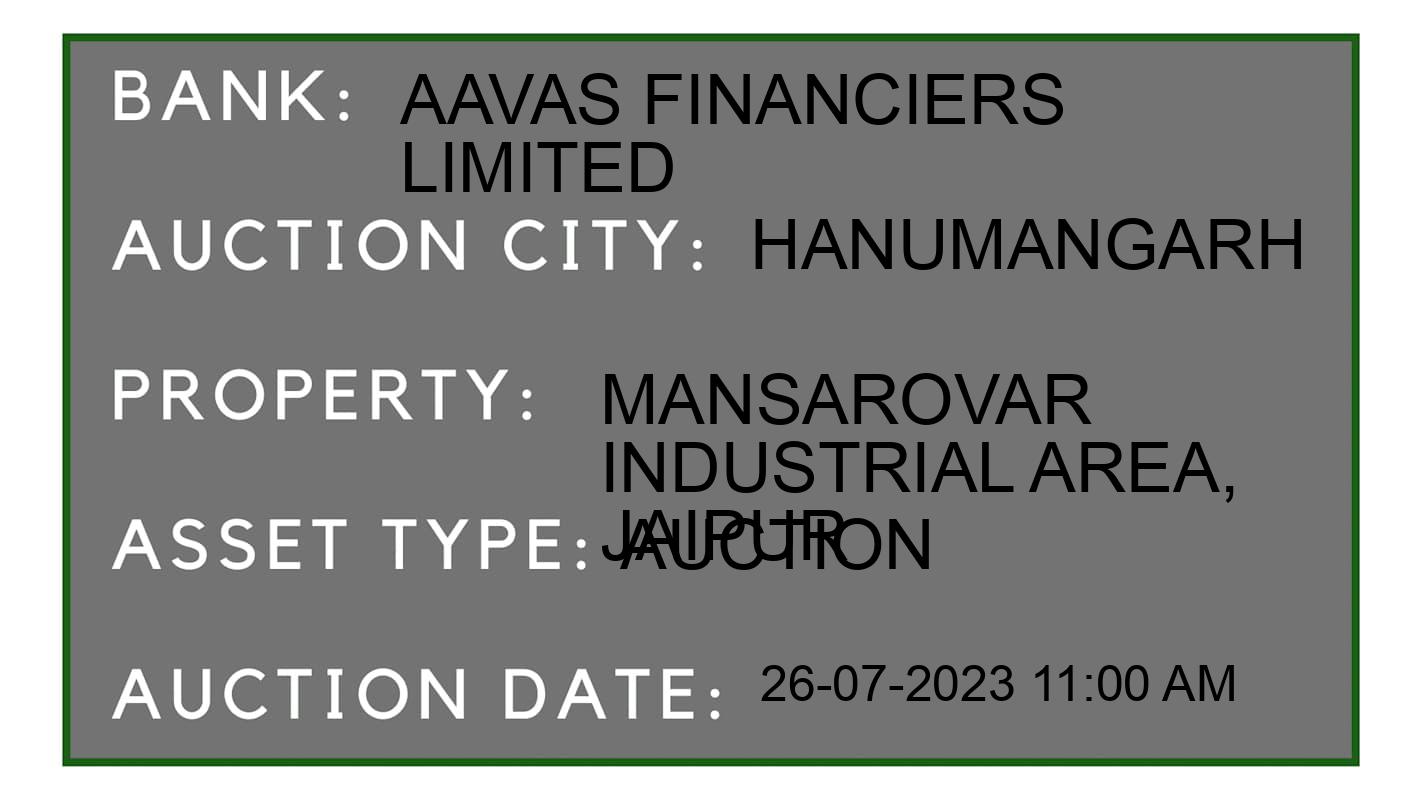 Auction Bank India - ID No: 158156 - Aavas Financiers Limited Auction of Aavas Financiers Limited Auctions for Residential Flat in TIBBI, Hanumangarh