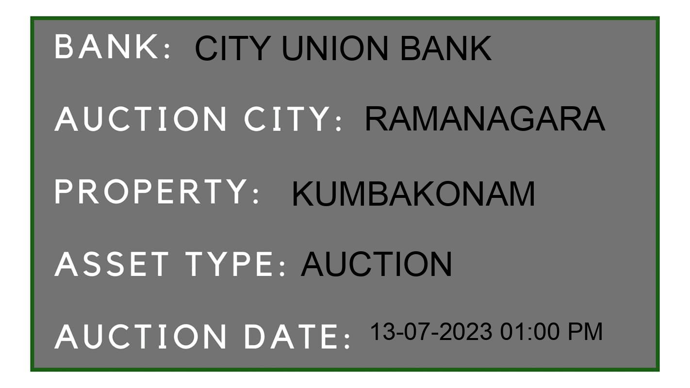 Auction Bank India - ID No: 158216 - City Union Bank Auction of City Union Bank Auctions for Plot in Ramanagaraa, Ramanagara