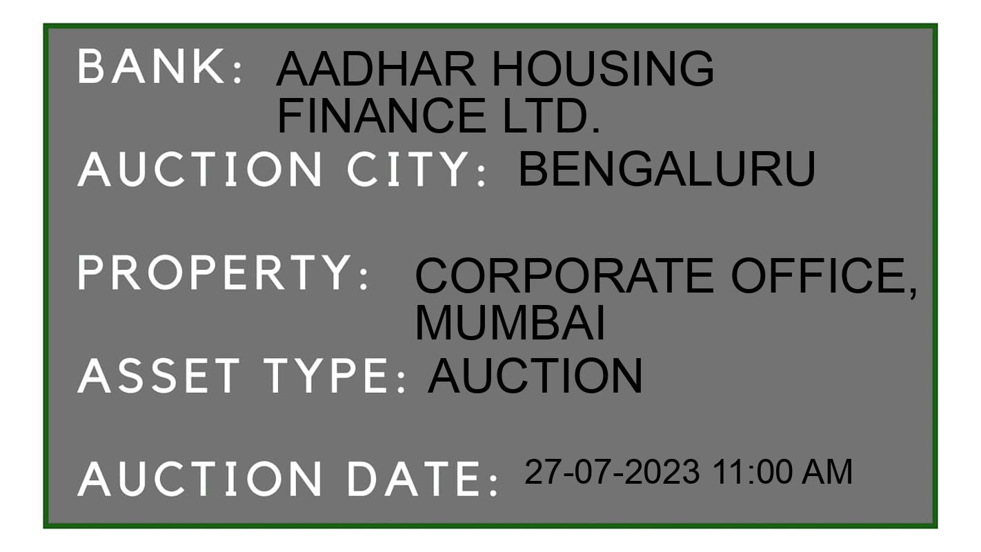 Auction Bank India - ID No: 158570 - Aadhar Housing Finance Ltd. Auction of Aadhar Housing Finance Ltd. Auctions for Land in Dasanpura, Bengaluru