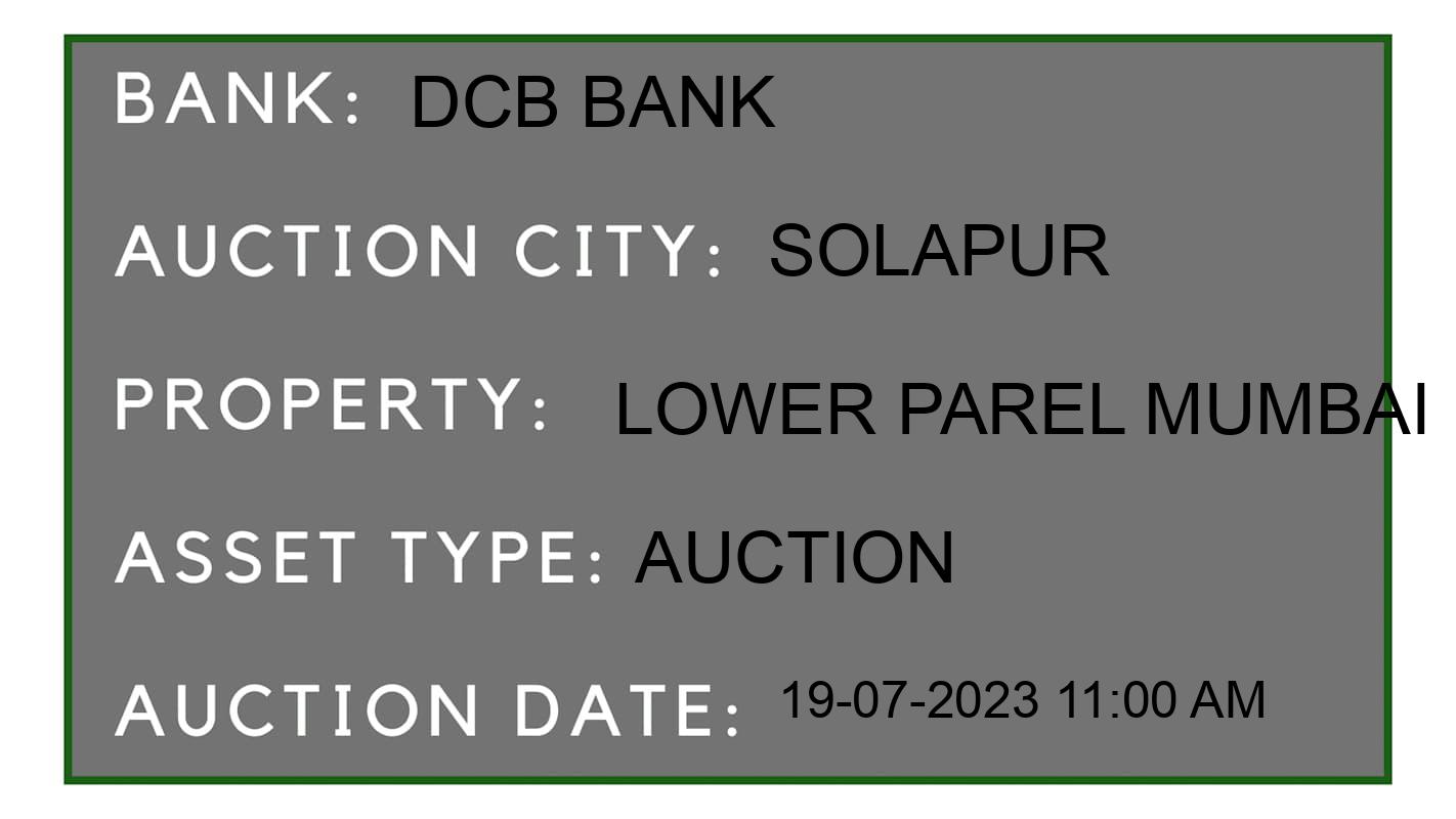 Auction Bank India - ID No: 158604 - DCB Bank Auction of DCB Bank Auctions for Residential Flat in Solapur, Solapur
