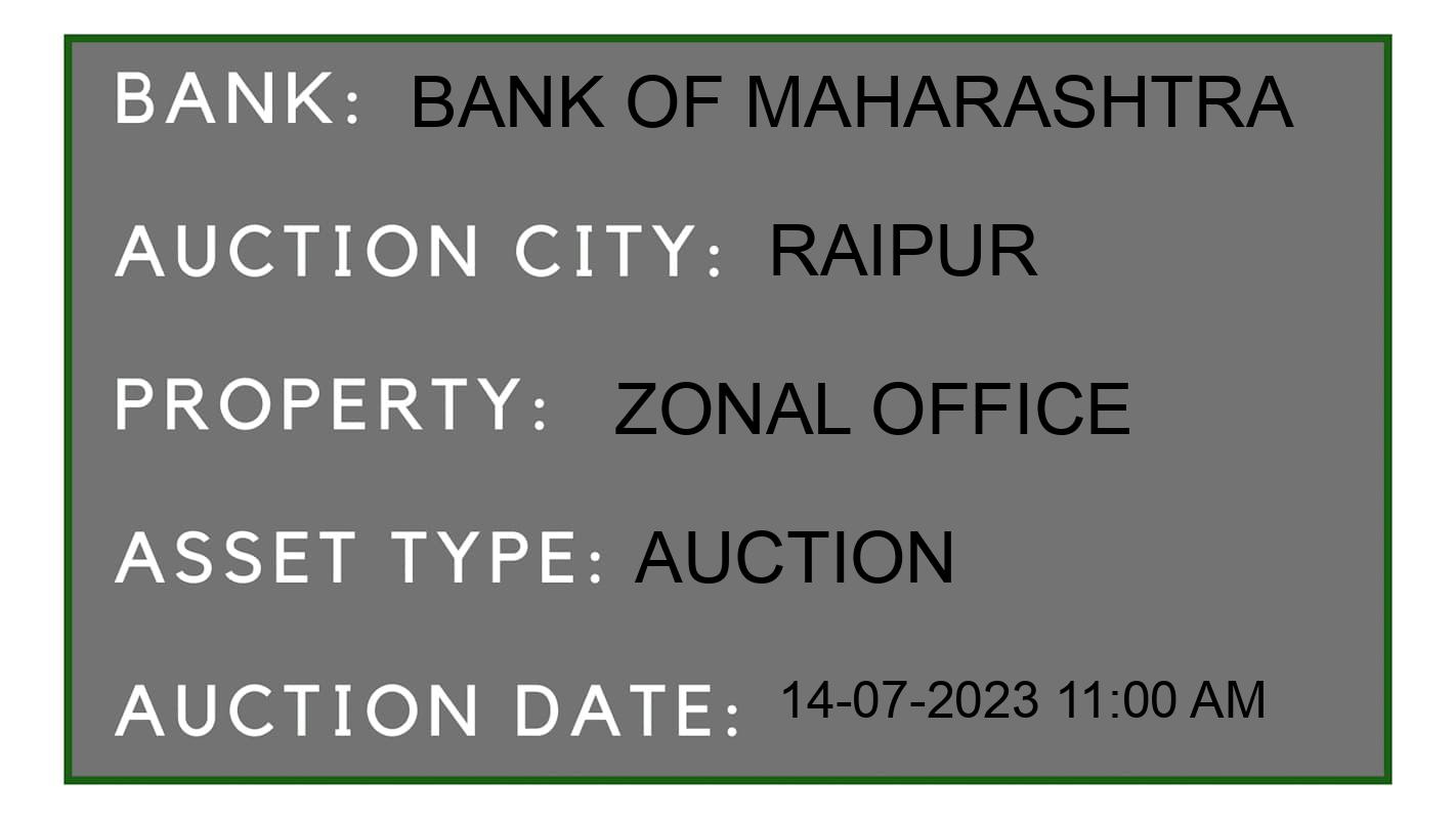 Auction Bank India - ID No: 158824 - Bank of Maharashtra Auction of Bank of Maharashtra Auctions for Commercial Shop in Raipur, Raipur