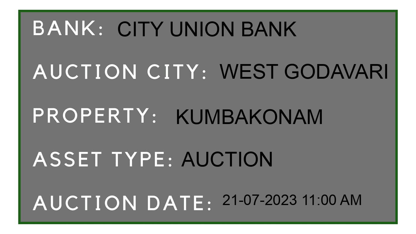 Auction Bank India - ID No: 159013 - City Union Bank Auction of City Union Bank Auctions for Land And Building in Tanuku, West Godavari
