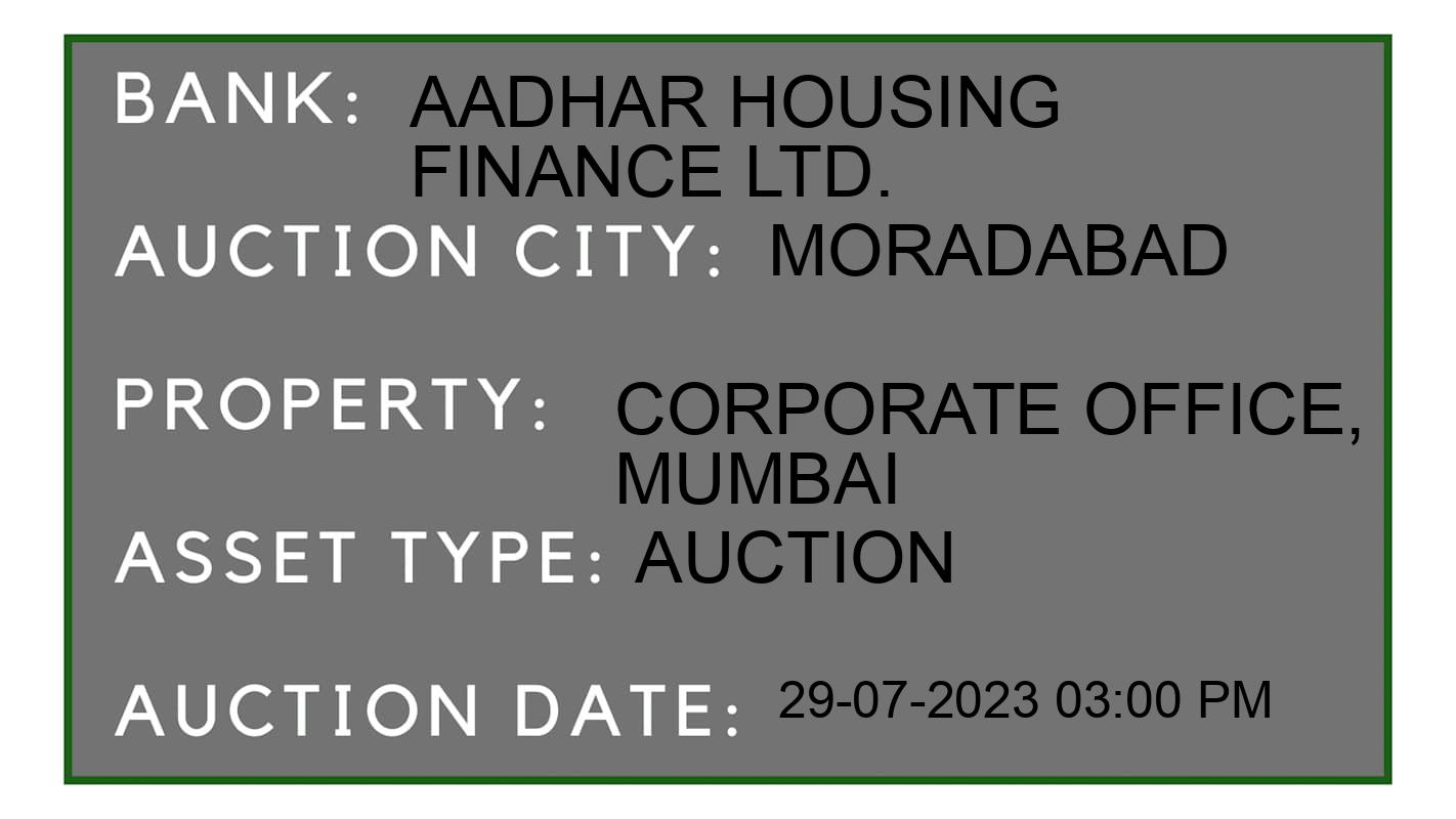 Auction Bank India - ID No: 159220 - Aadhar Housing Finance Ltd. Auction of Aadhar Housing Finance Ltd. Auctions for House in Moradabad, Moradabad