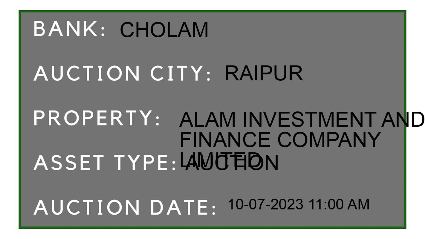 Auction Bank India - ID No: 159449 - Cholam Auction of Cholamandalam Investment And Finance Company Limited Auctions for Plot in Raipur, Raipur