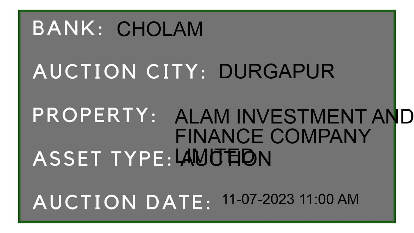 Auction Bank India - ID No: 159559 - Cholam Auction of Cholamandalam Investment And Finance Company Limited Auctions for Land And Building in Birbhanpur, Durgapur