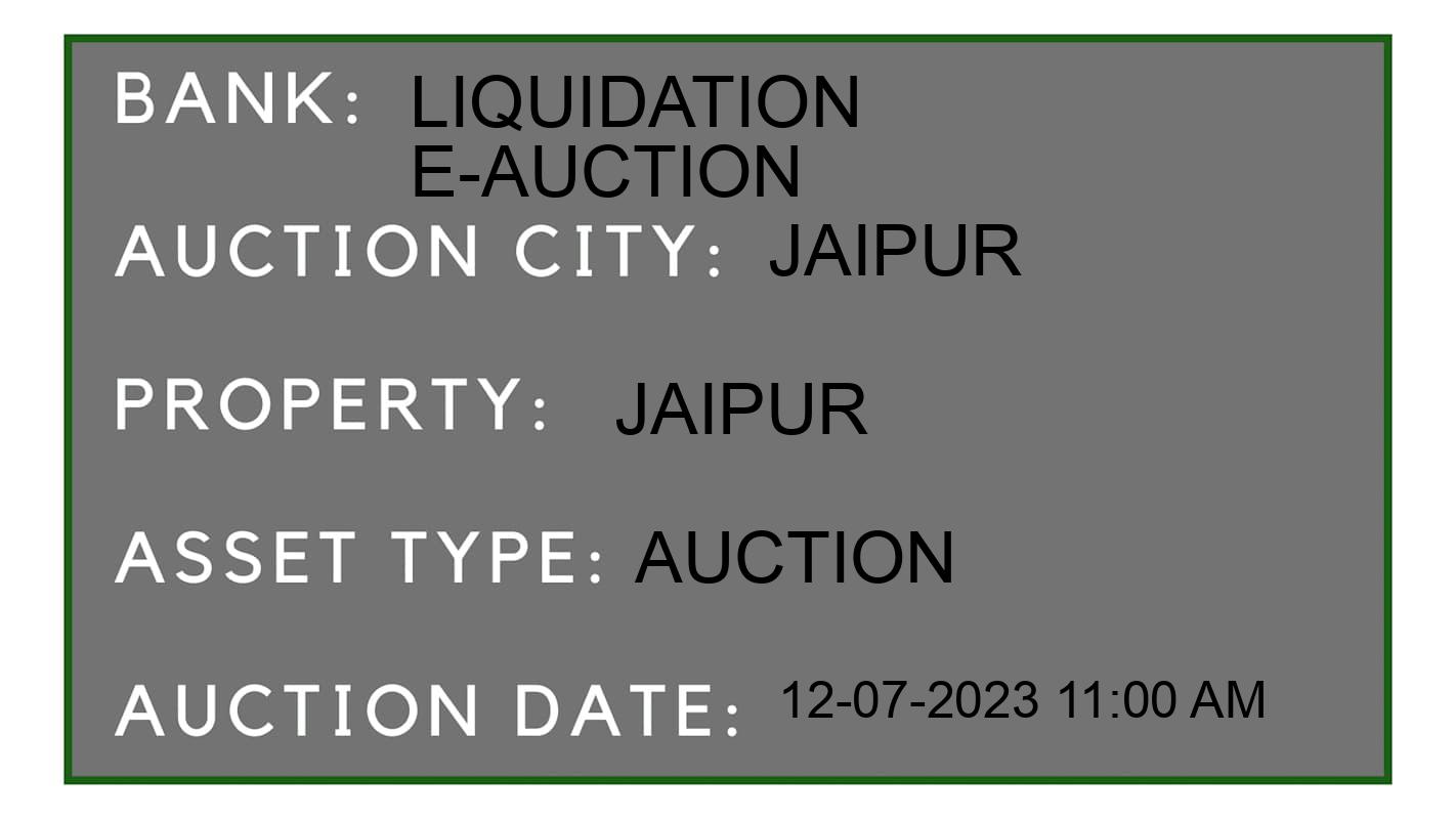 Auction Bank India - ID No: 159943 - Liquidation E-Auction Auction of Liquidation E-Auction Auctions for Commercial Property in JAIPUR, Jaipur