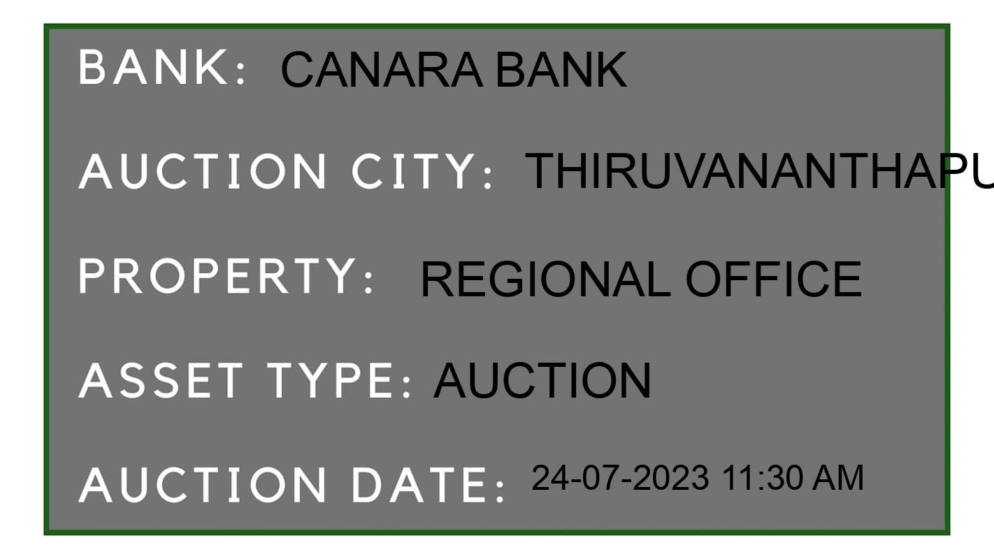Auction Bank India - ID No: 160005 - Canara Bank Auction of Canara Bank Auctions for Land And Building in Tiruvananthapuram, Thiruvananthapuram